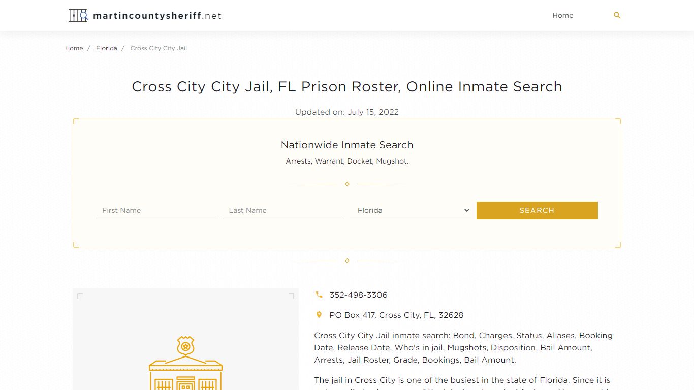 Cross City City Jail, FL Prison Roster, Online Inmate Search