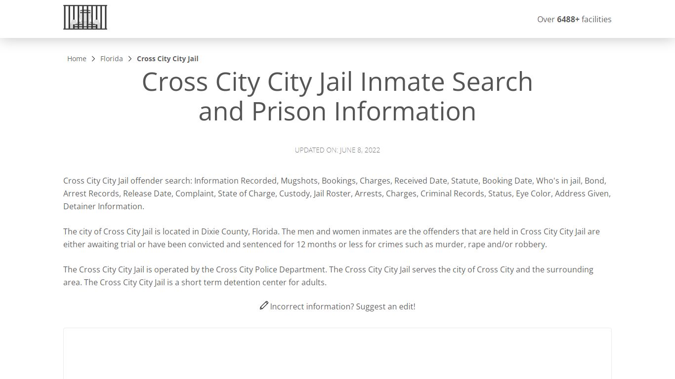 Cross City City Jail Inmate Search, Visitation, Phone no ...